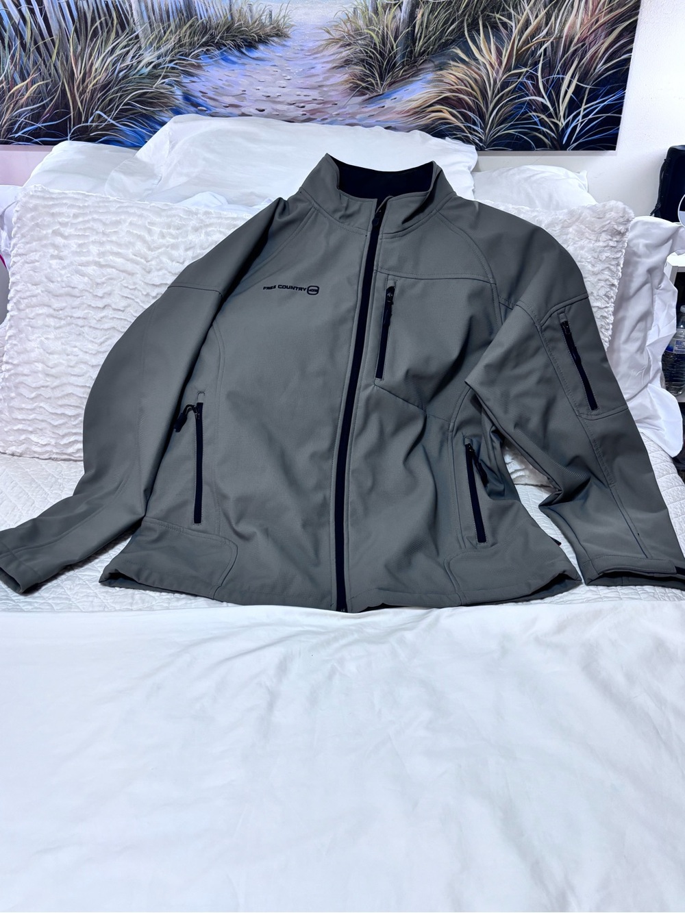 Free Country Men’s XL Gray Fleece Lined Softshell Jacket